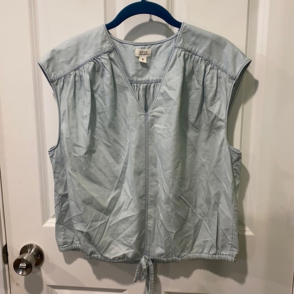 a.n.a Tops - Flattering Chambray Shirt with Drawstring Waist EUC